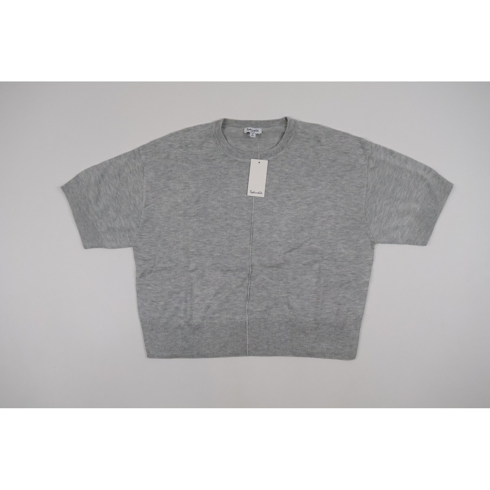 Splendid Short Sleeve Sweater Top Grey Heather L NWT $99